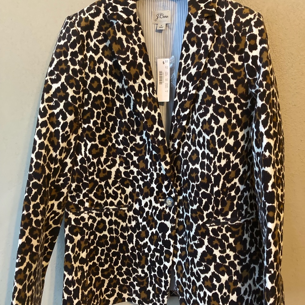 NWT J Crew Parke Blazer Leopard Corduroy Sz 6